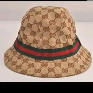 Gucci Cream Bucket Hat with Red and Green Stripes Gucci bucket hat with green and red Gucci ribbon band | eBay main image 4